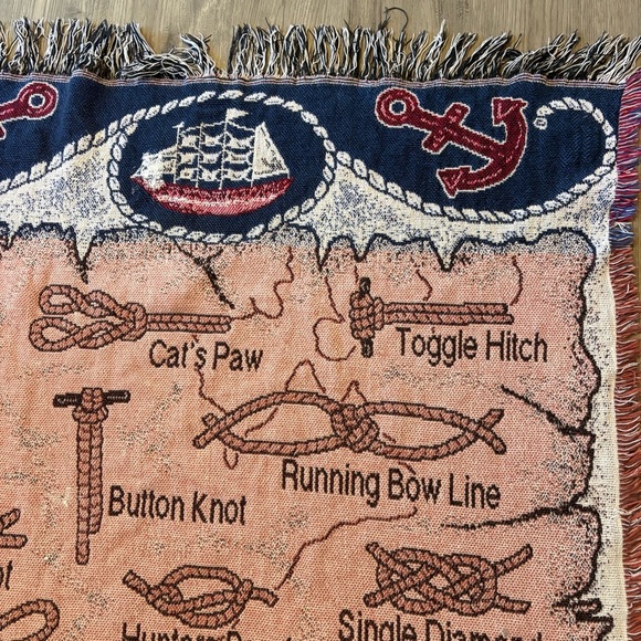 Fisherman Knots Tapestry Throw Blanket Marine 46x60” Nautical Coastal Sailing - Picture 6 of 10